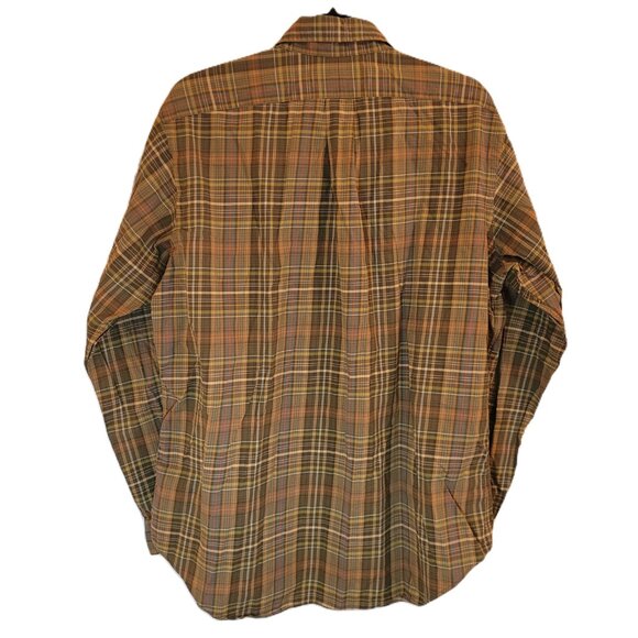 Ralph Lauren Men's Classic Fit Long Sleeve Button Down Plaid Brown Rust 16/Large - Picture 3 of 11
